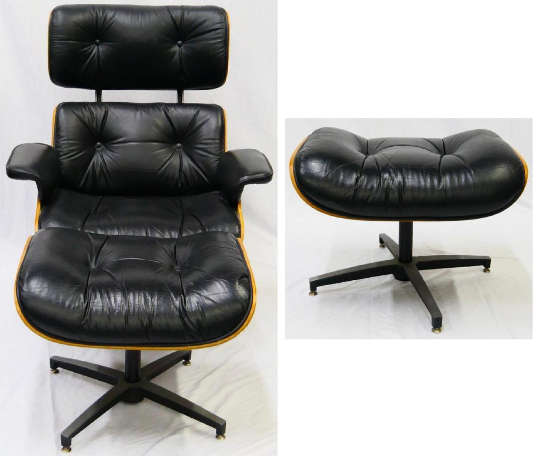 CHARLES & RAY EAMES STYLE LOUNGE CHAIR & OTTOMAN (1 of 6)