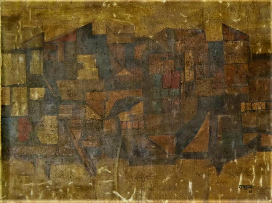 RAM KUMAR (INDIA b1924) 1966 OIL PAINTING ON CANVA (1 of 8)