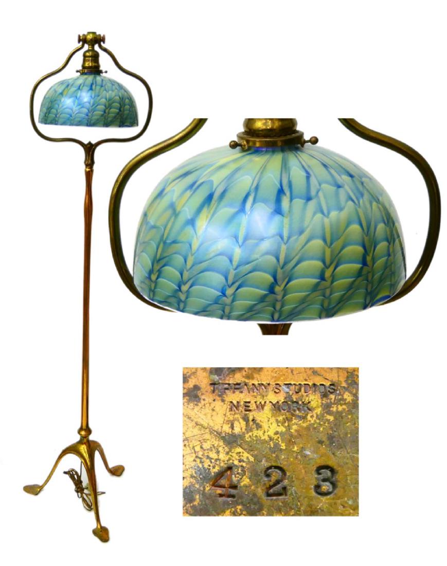 TIFFANY STUDIOS FLOOR LAMP WITH FEATHER SHADE (1 of 20)