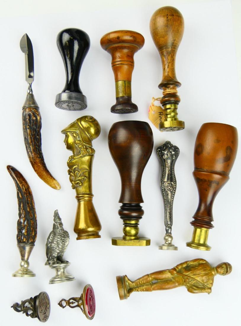 COLLECTION OF 13 VARIOUS DESK SEALS (1 of 8)