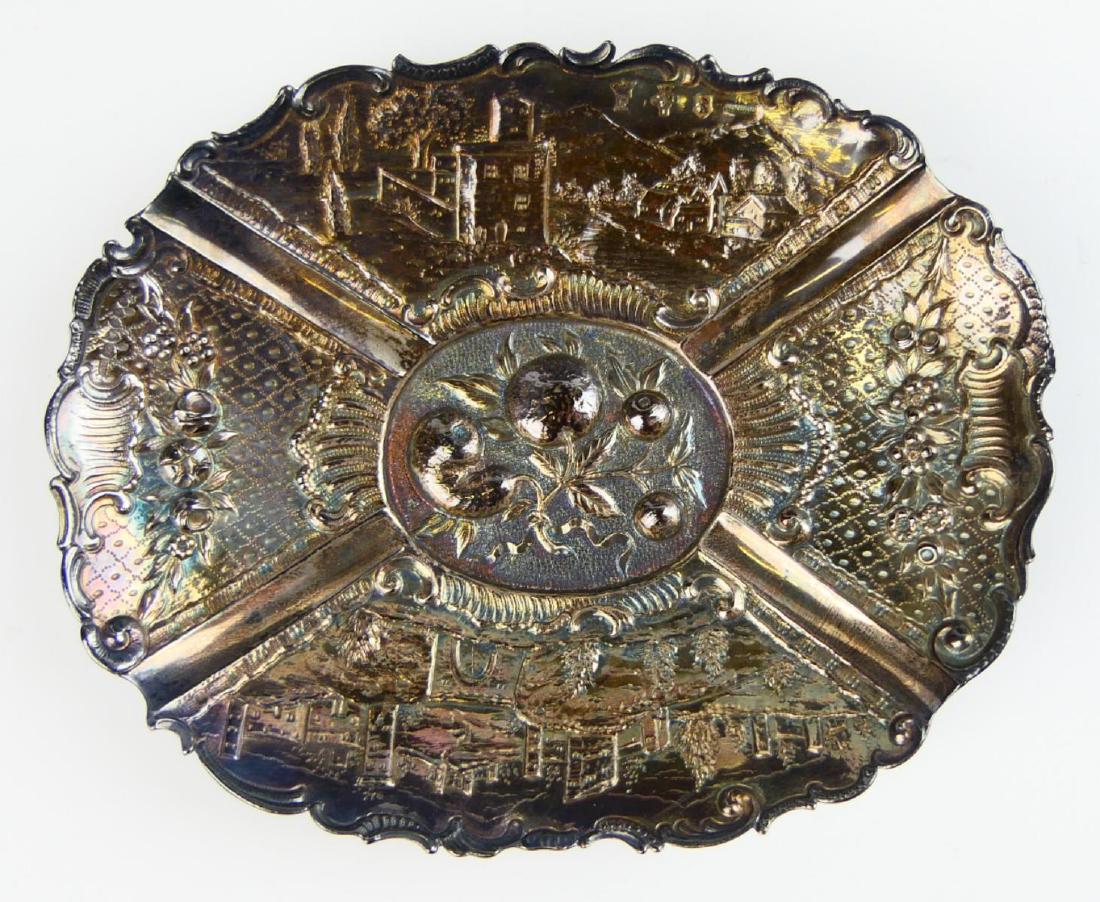 ANTIQUE HANAU STERLING SILVER REPOUSSE OVAL TRAY (1 of 8)