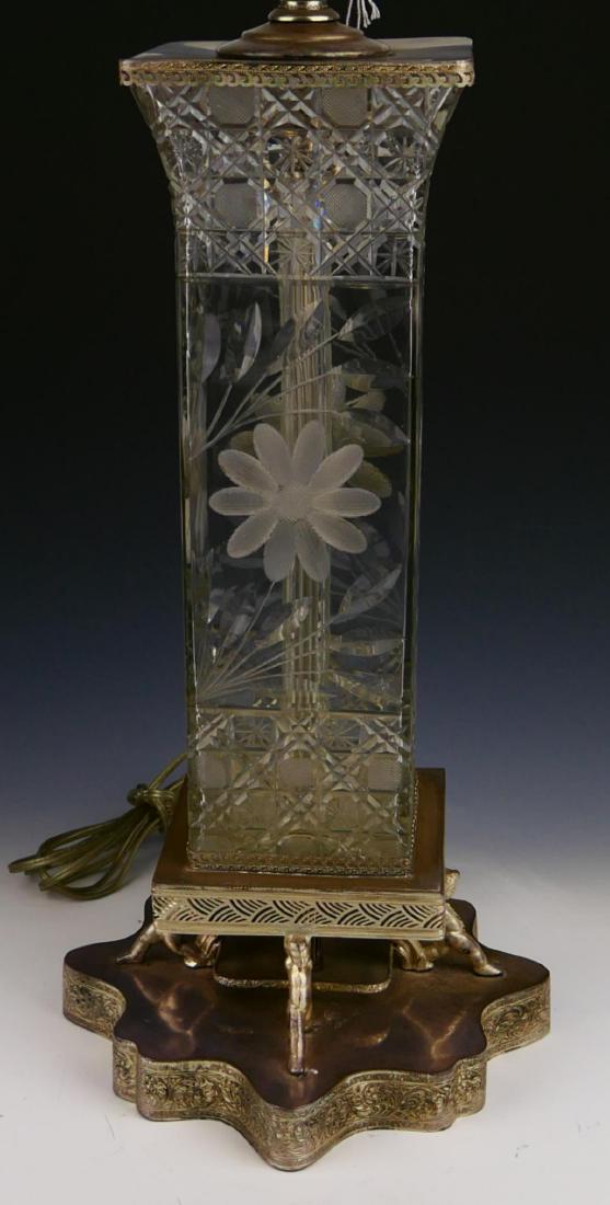 RARE RECTANGLE ANTIQUE BRILLIANT CUT CRYSTAL LAMP (1 of 5)
