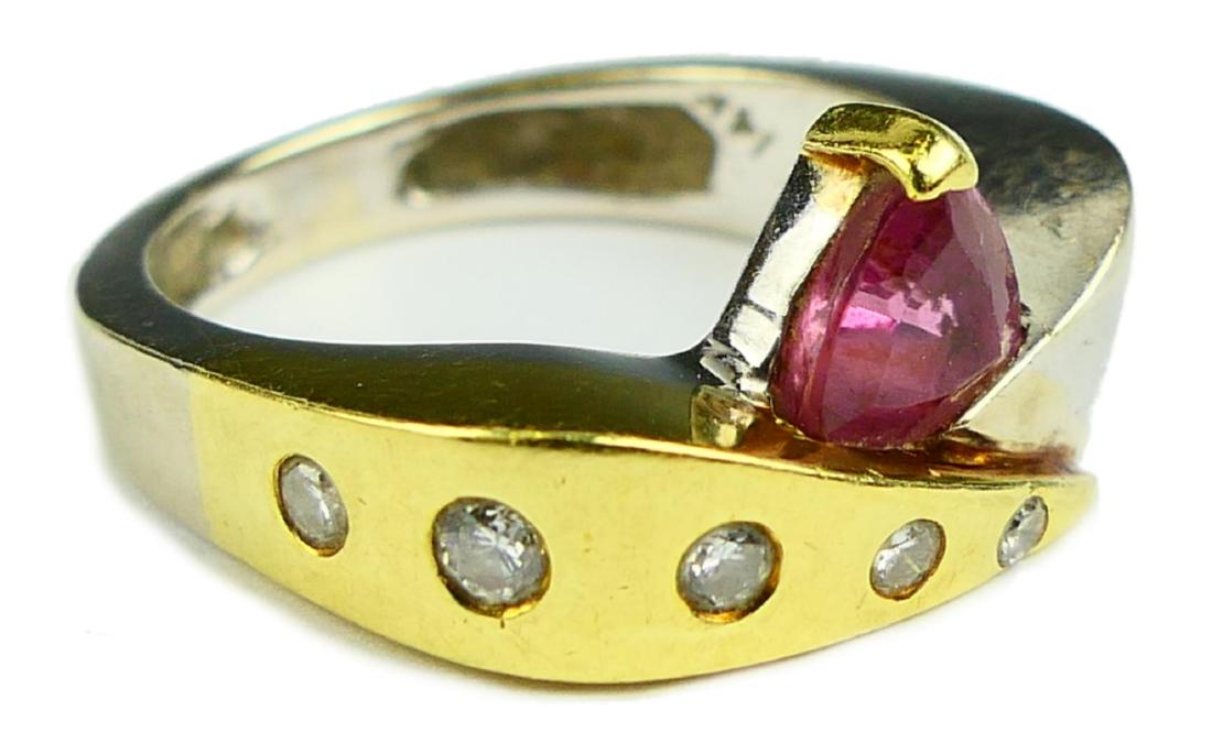 14KT Y GOLD DIAMOND AND PINK TOURMALINE RING (1 of 13)