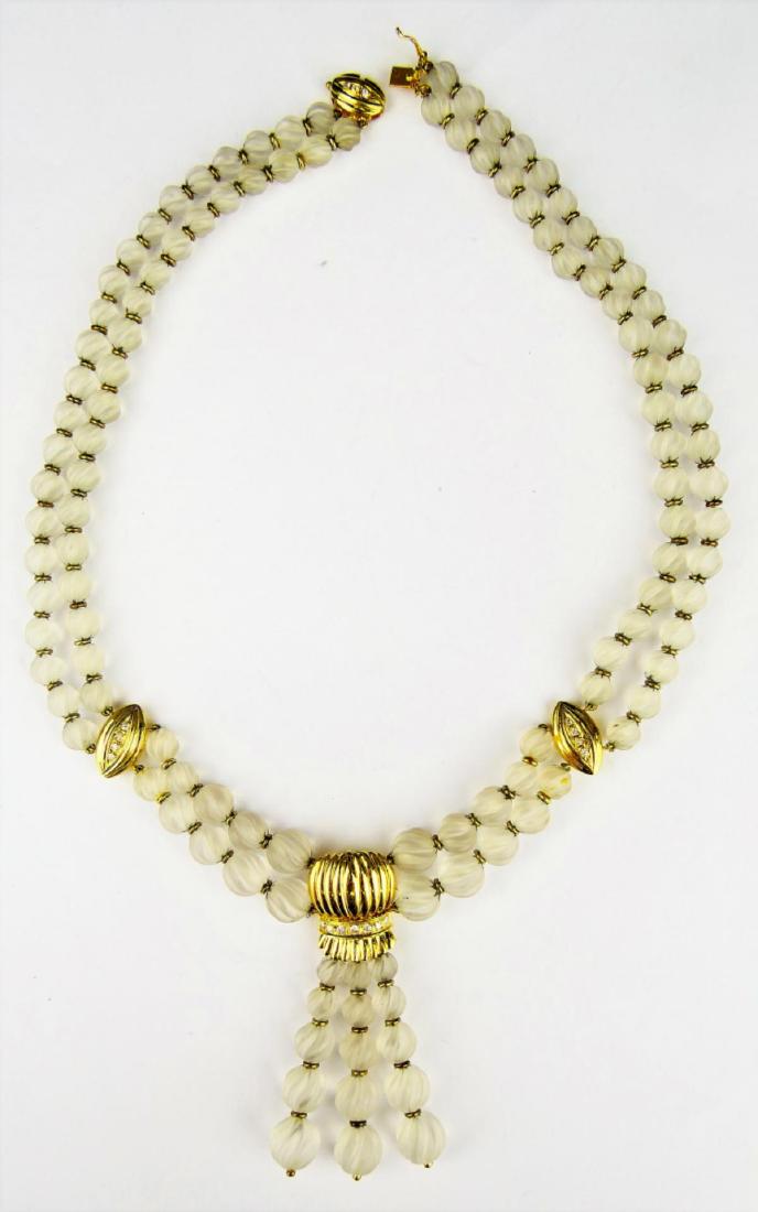 DESIGNER 14K YG DIAMOND FROSTED CRYSTAL NECKLACE (1 of 9)