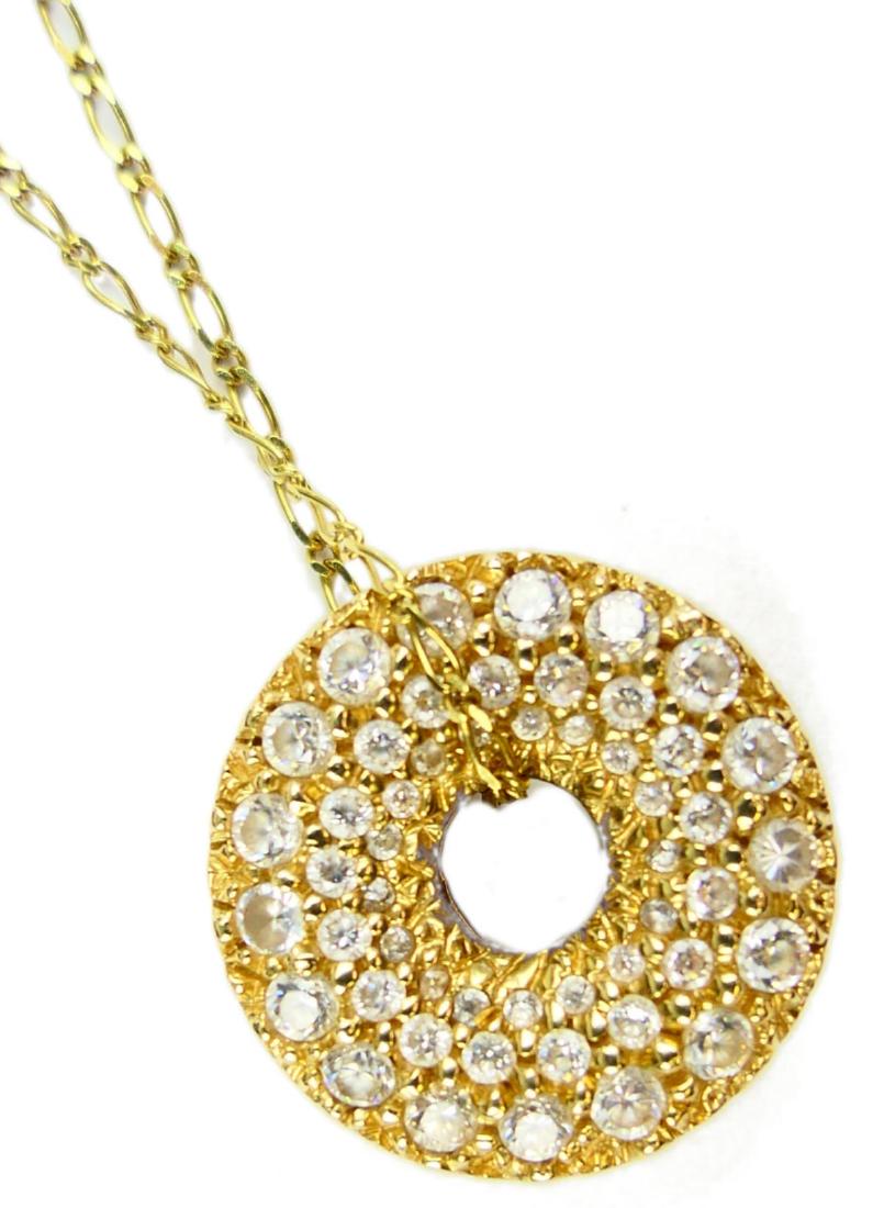 14K YGOLD DIAMOND PUFFY "0" PENDANT NECKLACE (1 of 9)