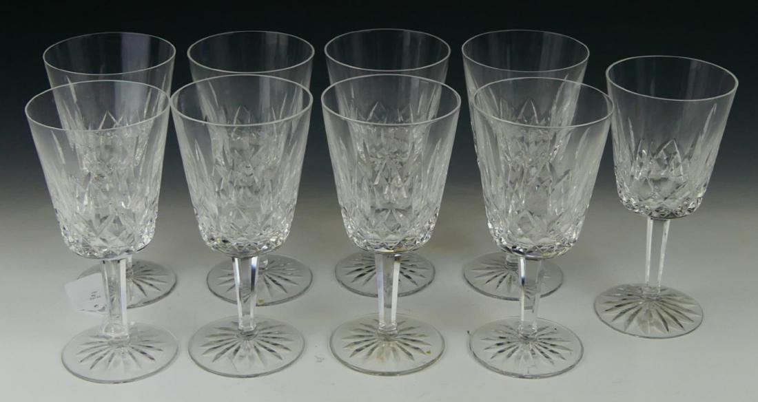 9 WATERFORD LISMORE CRYSTAL WATER GOBLETS (1 of 2)
