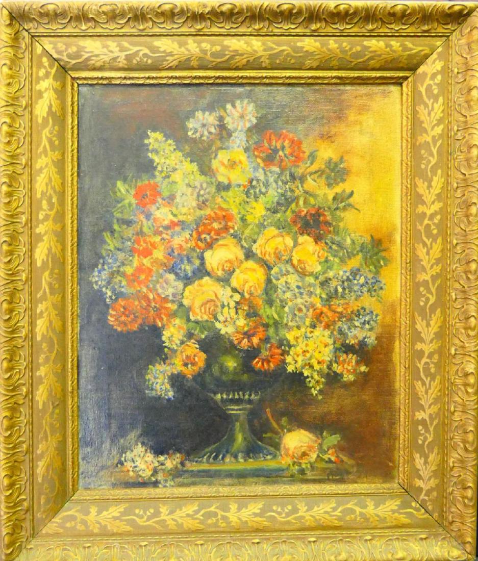 ANTIQUE SIGNED STILL LIFE OIL PAINTING ON CANVAS (1 of 7)