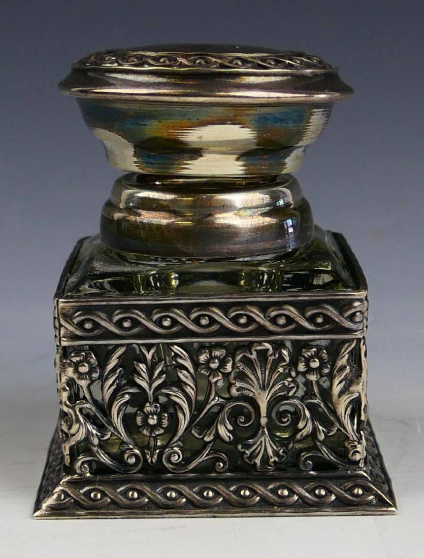 SM CONTINENTAL SILVER PLATE ORNATE INKWELL (1 of 6)