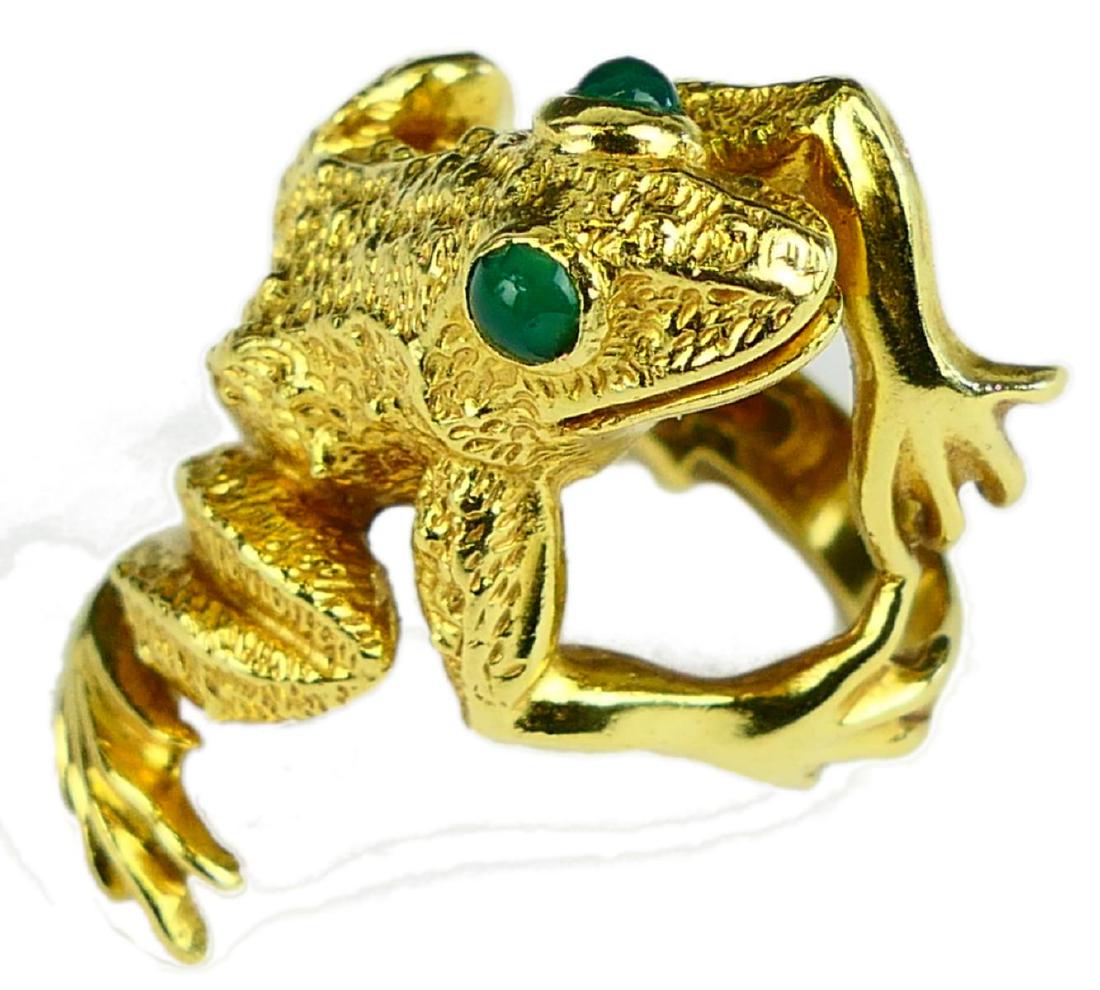KURT WAYNE 18K YELLOW GOLD FIGURAL FROG RING (1 of 6)