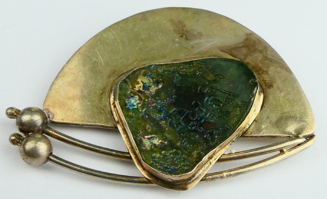 MODERNIST STERLING SILVER VITRIOL STONE PIN PENDAN (1 of 5)