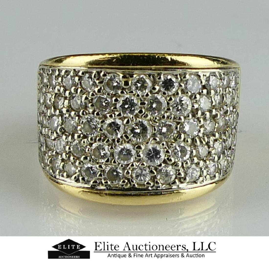 14K YELLOW GOLD 1.5CT DIAMOND WIDE RING SZ 6.75 (1 of 4)