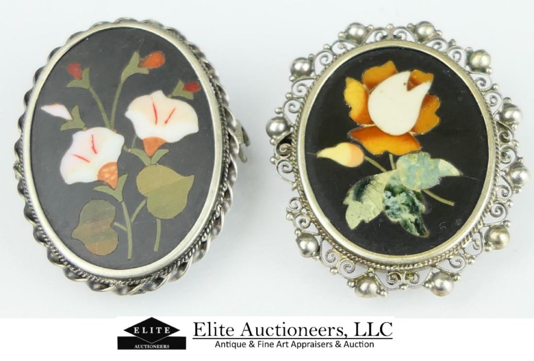 PR OF VINTAGE ITALIAN PIETRA D'ORO MOSIAC PINS (1 of 6)