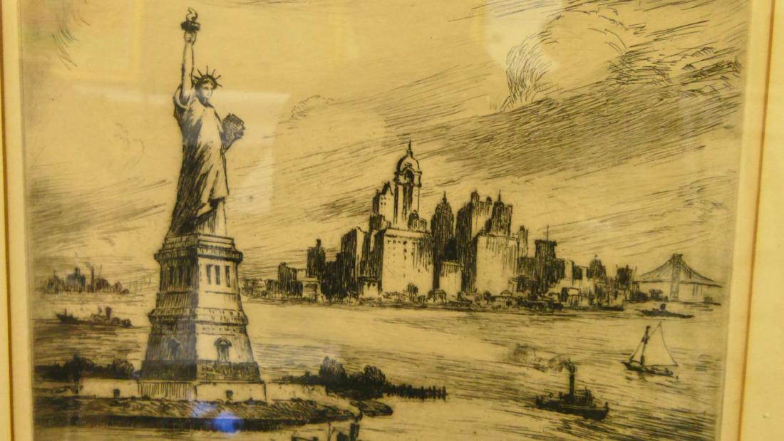 NAT LOWELL (1880-1956) NEW YORK HARBOR 1909 ETCHIN (1 of 5)