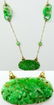 14K CHINESE GREEN & WHITE JADEITE PLAQUE NECKLACE