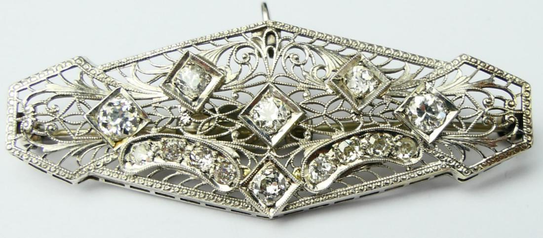 ART DECO 14K WHITE GOLD 1.55CT DIAMOND BROOCH PEND (1 of 3)