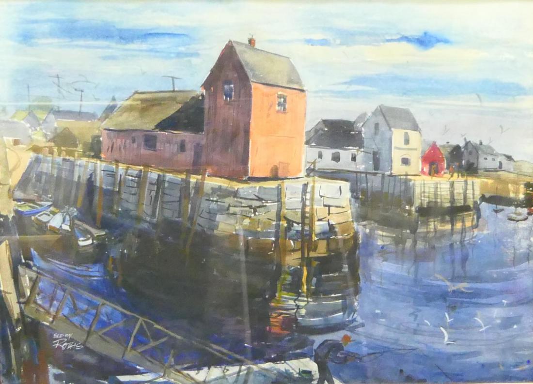 ELDON ROTHS (USA 20th C) ROCKPORT MASS GOUACHE (1 of 6)