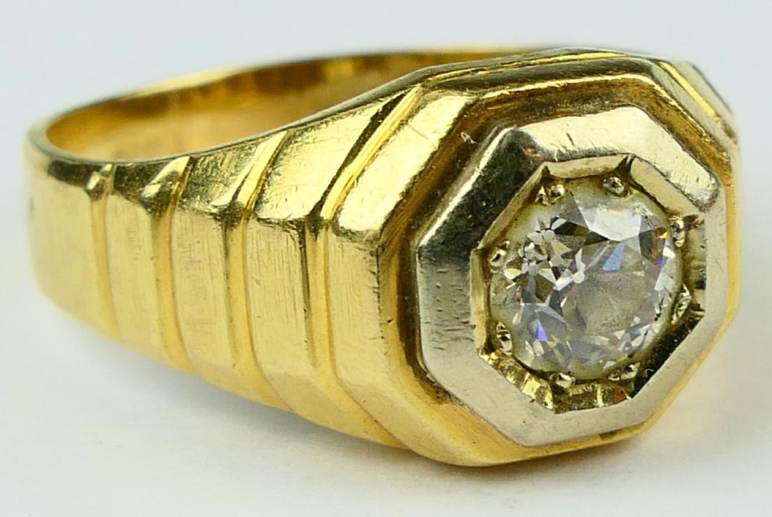 GENT'S 1CT DIAMOND 14K YELLOW GOLD RING Sz 12 (1 of 5)