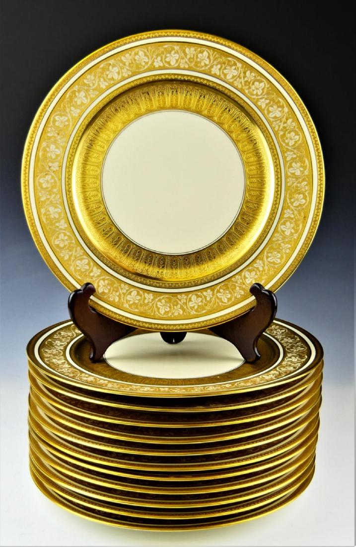 12 HEINRICH & Co GOLD ENCRUSTED DINNER PLATES (1 of 5)