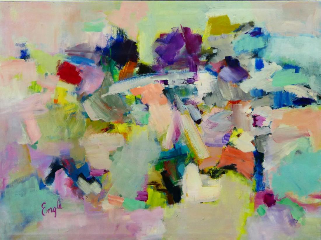 SIGNED ENGLE ABSTRACT OIL PAINTING ON CANVAS (1 of 4)