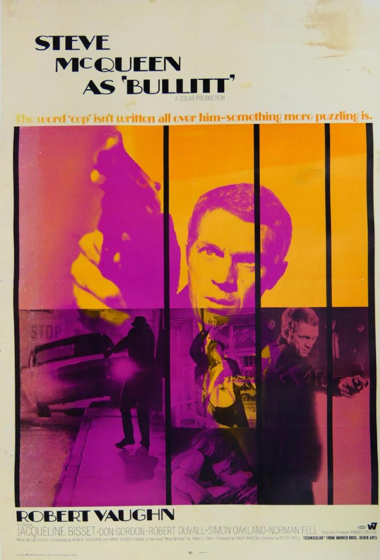 1968 "BULLITT" STEVE MCQUEEN ORIGINAL MOVIE POSTER (1 of 3)