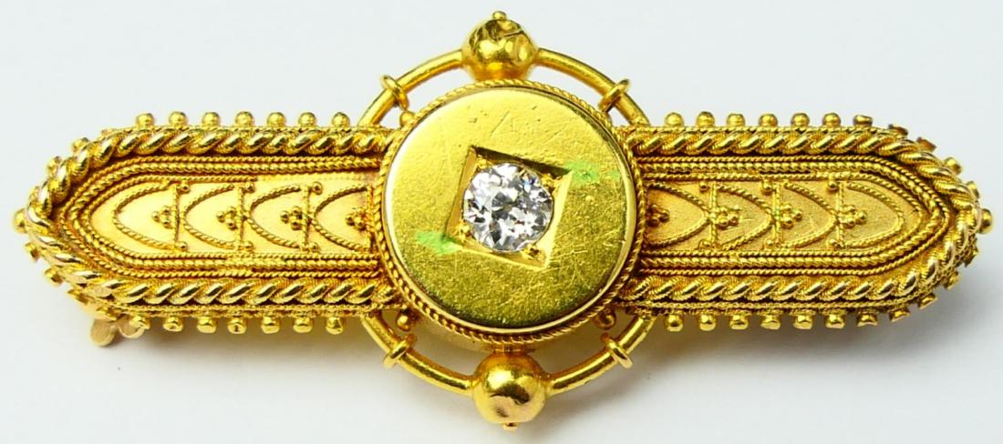 ANTIQUE 15CT Y GOLD & DIAMOND LADIES PIN (1 of 4)
