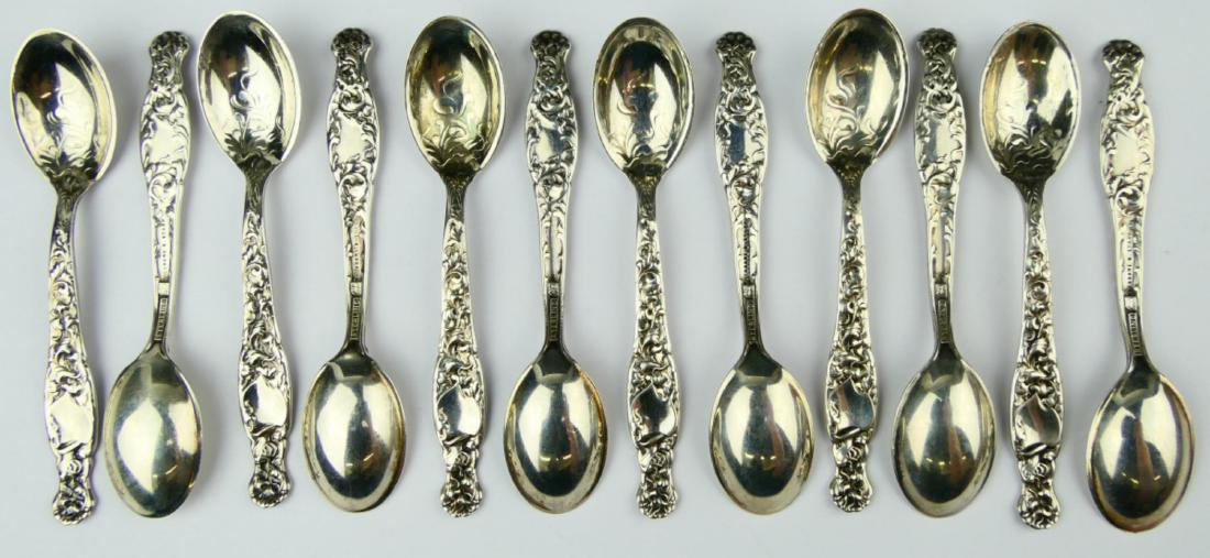 12 WHITING "HERALDIC" STERLING DEMITASSE SPOONS (1 of 4)