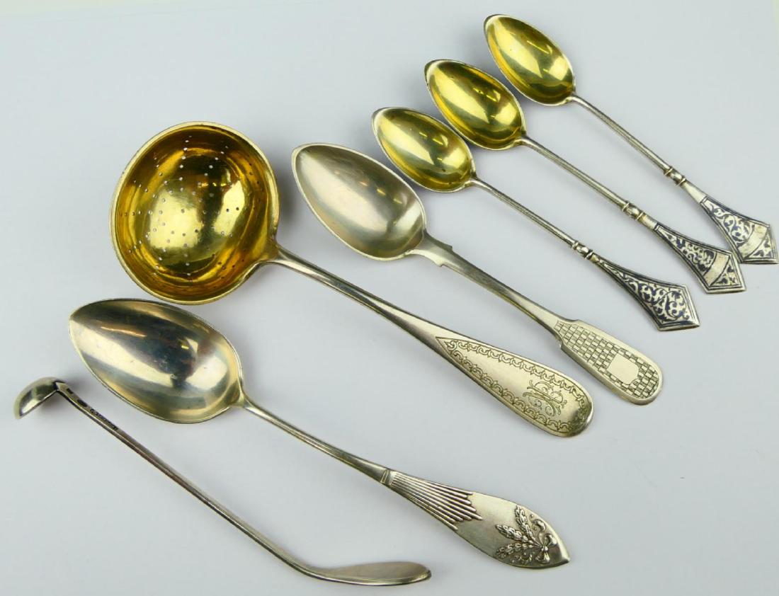 7 RUSSIAN 875 & 84 SILVER TEASPOONS & LADLES (1 of 7)