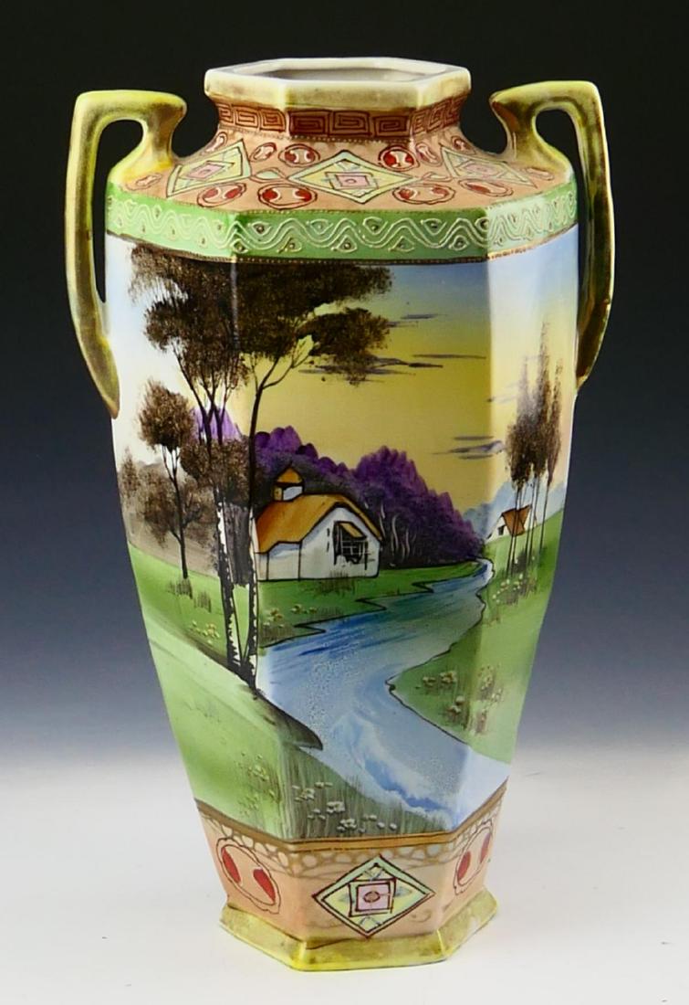 LARGE NIPPON JAPANESE PORCELAIN PAINTED VASE (1 of 8)