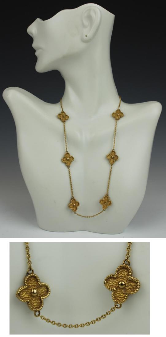 VAN CLEEF & ARPELS STYLE CLOVER 14K GOLD NECKLACE (1 of 8)