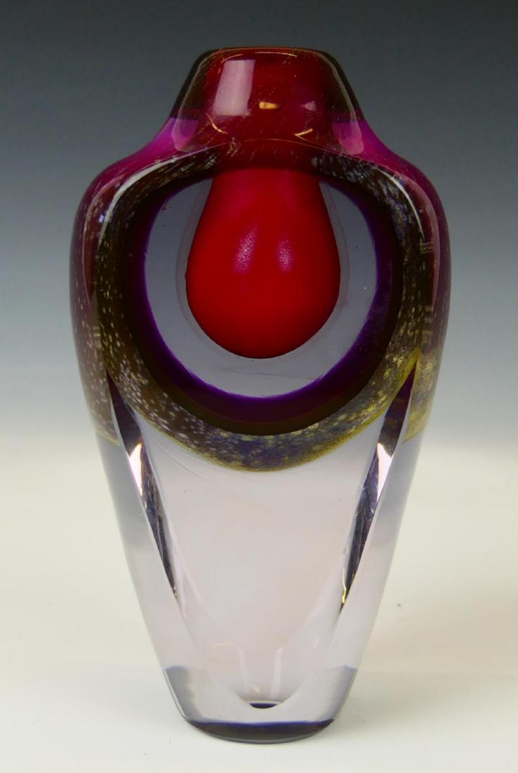 JOHN KUHN (USA b1949) RED & CLEAR CABINET VASE (1 of 4)