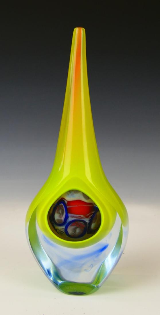 JOHN KUHN (USA b1949) CLEAR TO YELLOW VASE SIGNED (1 of 3)