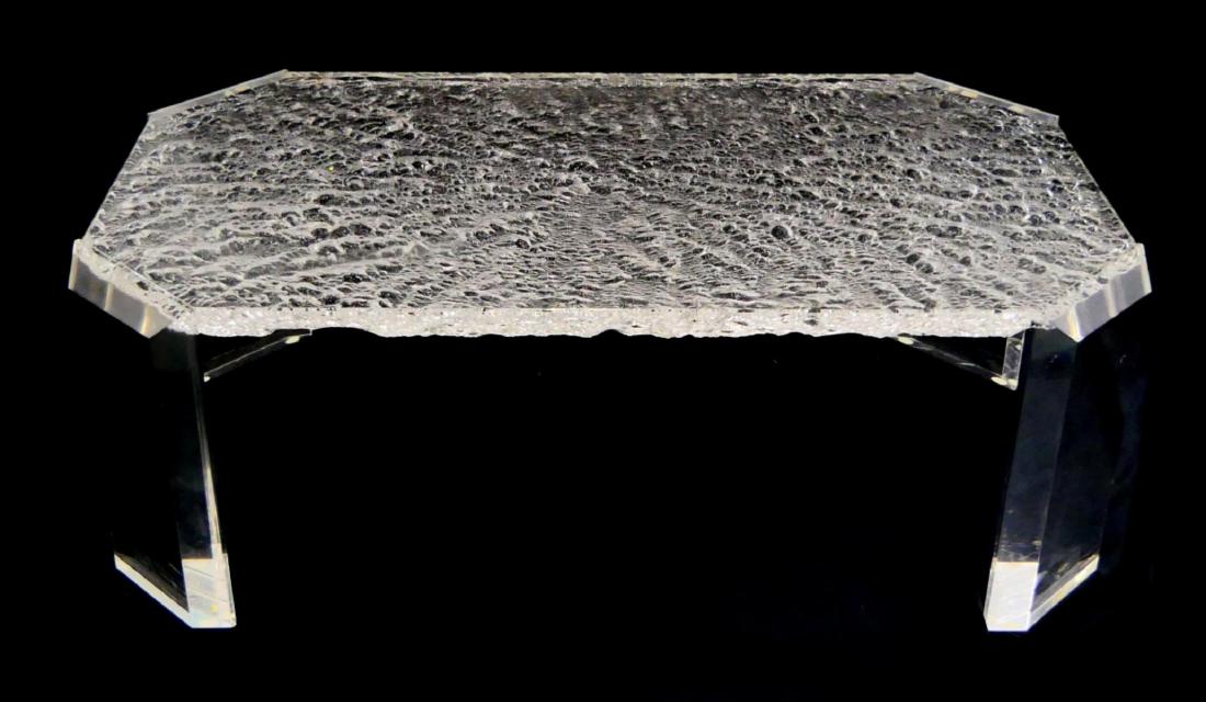 Vtg E LUCITE CLEAR AND FROSTED LUCITE COFFEE TABLE (1 of 3)