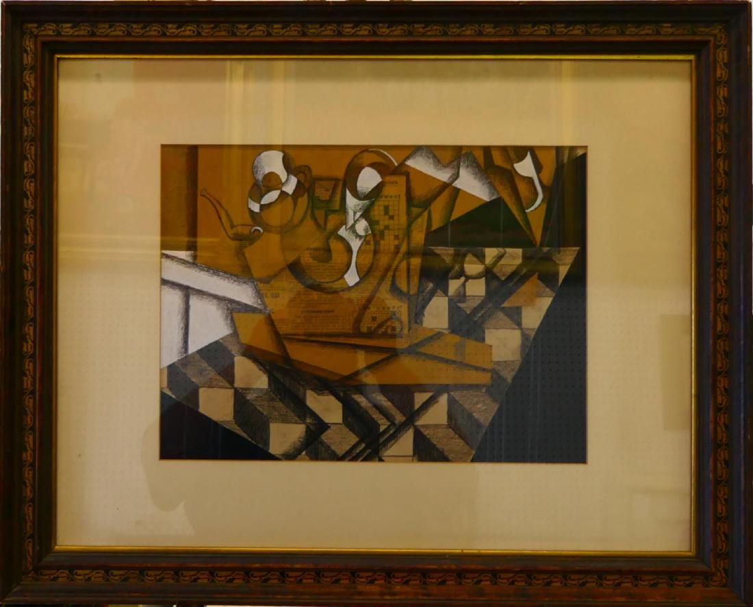 JUAN GRIS (SPANISH 1887-1927) CUBIST MIXED MEDIA (1 of 6)