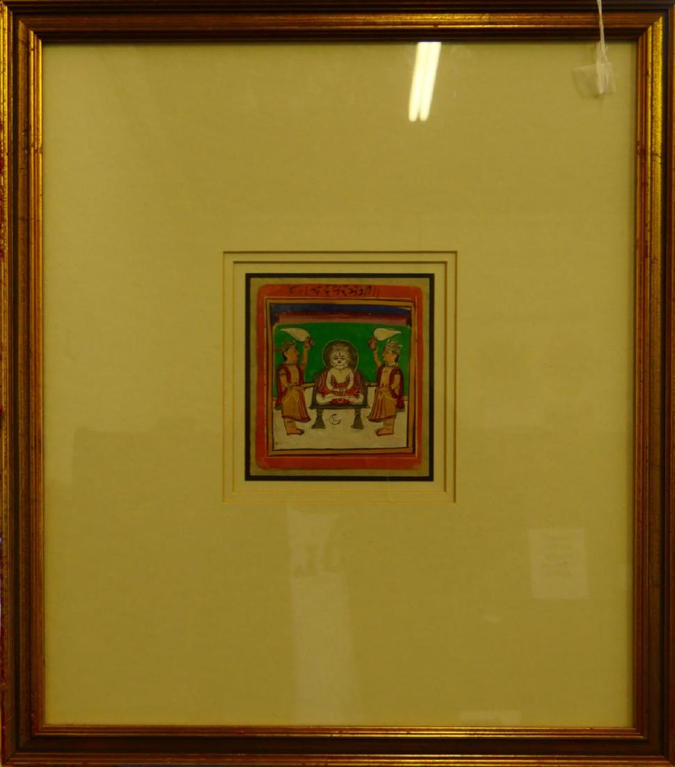 19th CENTURY INDIAN MINIATURE WATERCOLOR ON PAPER (1 of 2)