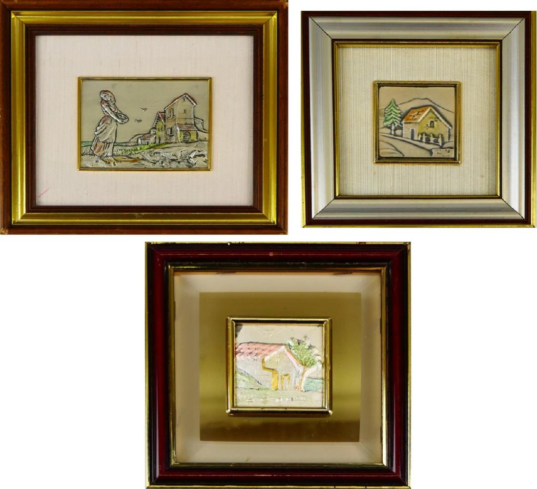 3pc VINTAGE ITALIAN STERLING SILVER PLAQUES FRAMED (1 of 7)