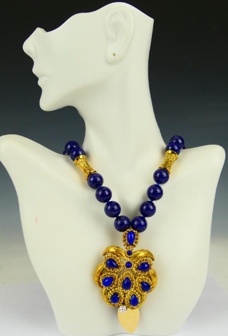 IMPORTANT CHINESE LAPIS & 14KT Y GOLD NECKLACE (1 of 4)