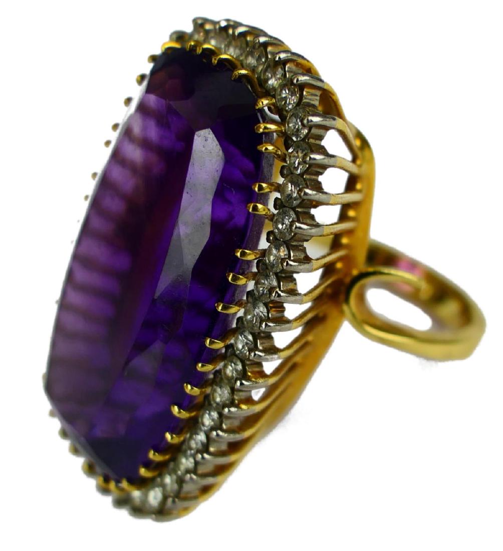 18KT Y GOLD AMETHYST & DIAMOND COCKTAIL RING (1 of 3)