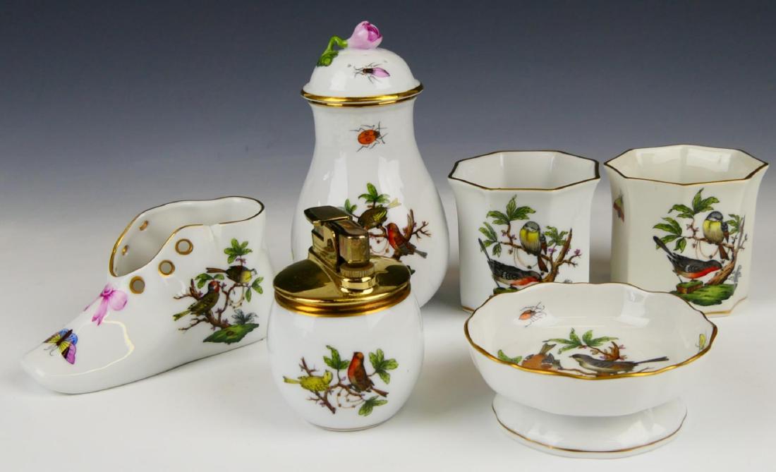 5pc HEREND "ROTHSCHILD BIRD" TABLEWARE ITEMS (1 of 2)
