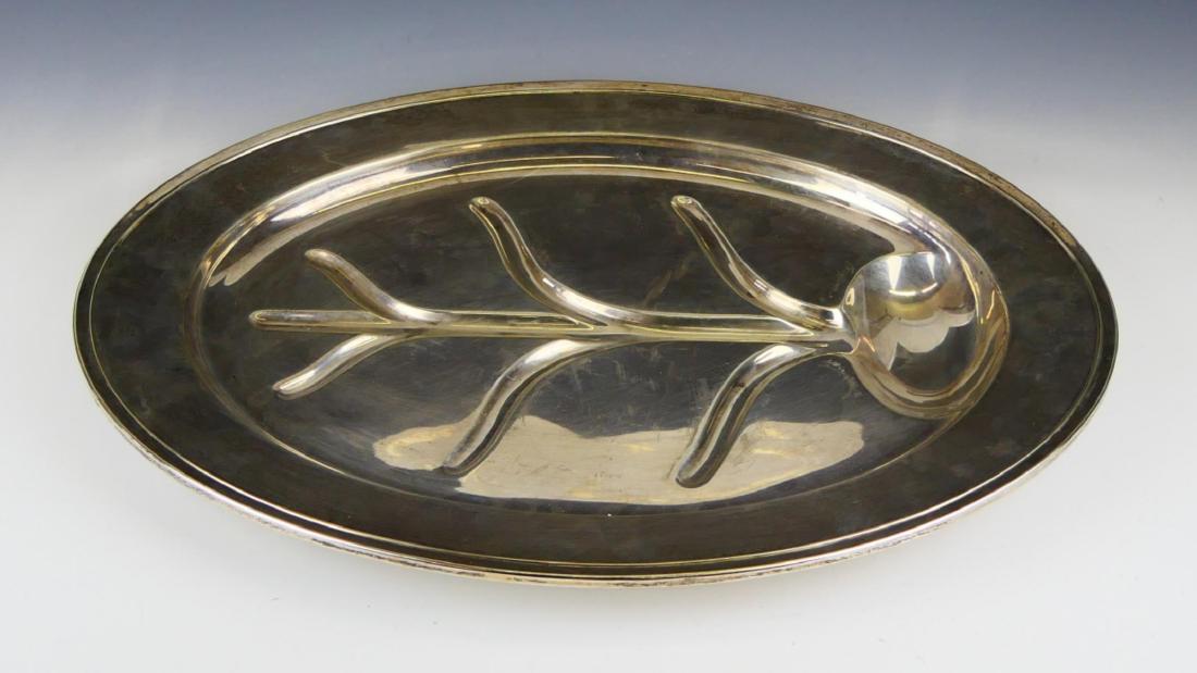 GORHAM STERLING SILVER MEAT PLATTER WITH WELL (1 of 3)