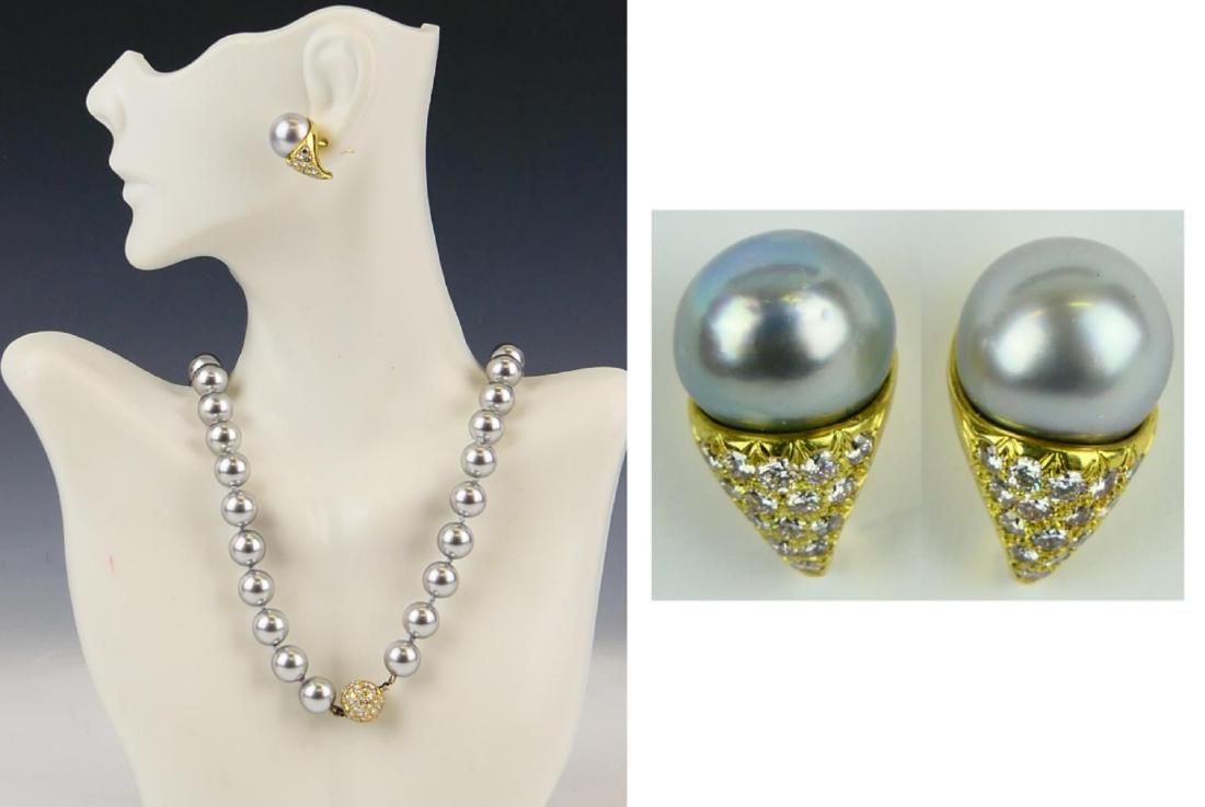 BLACK TAHITIAN PEARL NECKLACE & EARRING SUITE (1 of 4)