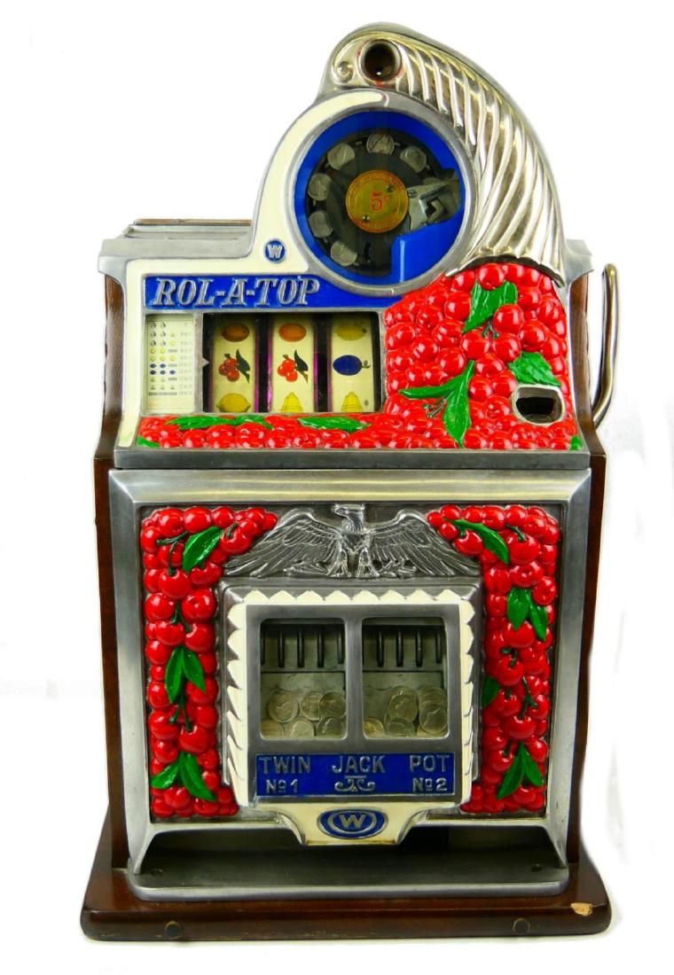 ANTIQUE WATLING "ROLATOP" FIVE CENT SLOT MACHINE
