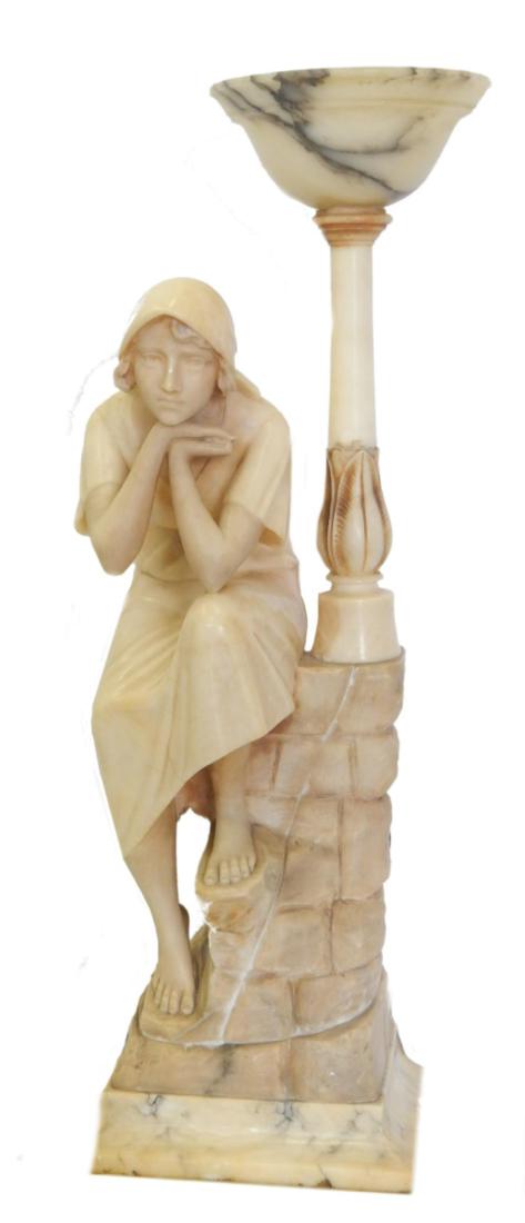 ART NOUVEAU CONTINENTAL ALABASTER TABLE LAMP (1 of 3)