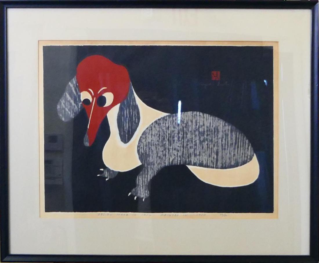 KIYOSHI SAITO (JAPANESE, 1907-1997) SIGNED WOODCUT: KIYOSHI SAITO (JAPANESE, 1907-1997) SIGNED WOODCUT 1955 29/80. MEASURES 29" WIDTH BY 23" HEIGHT.