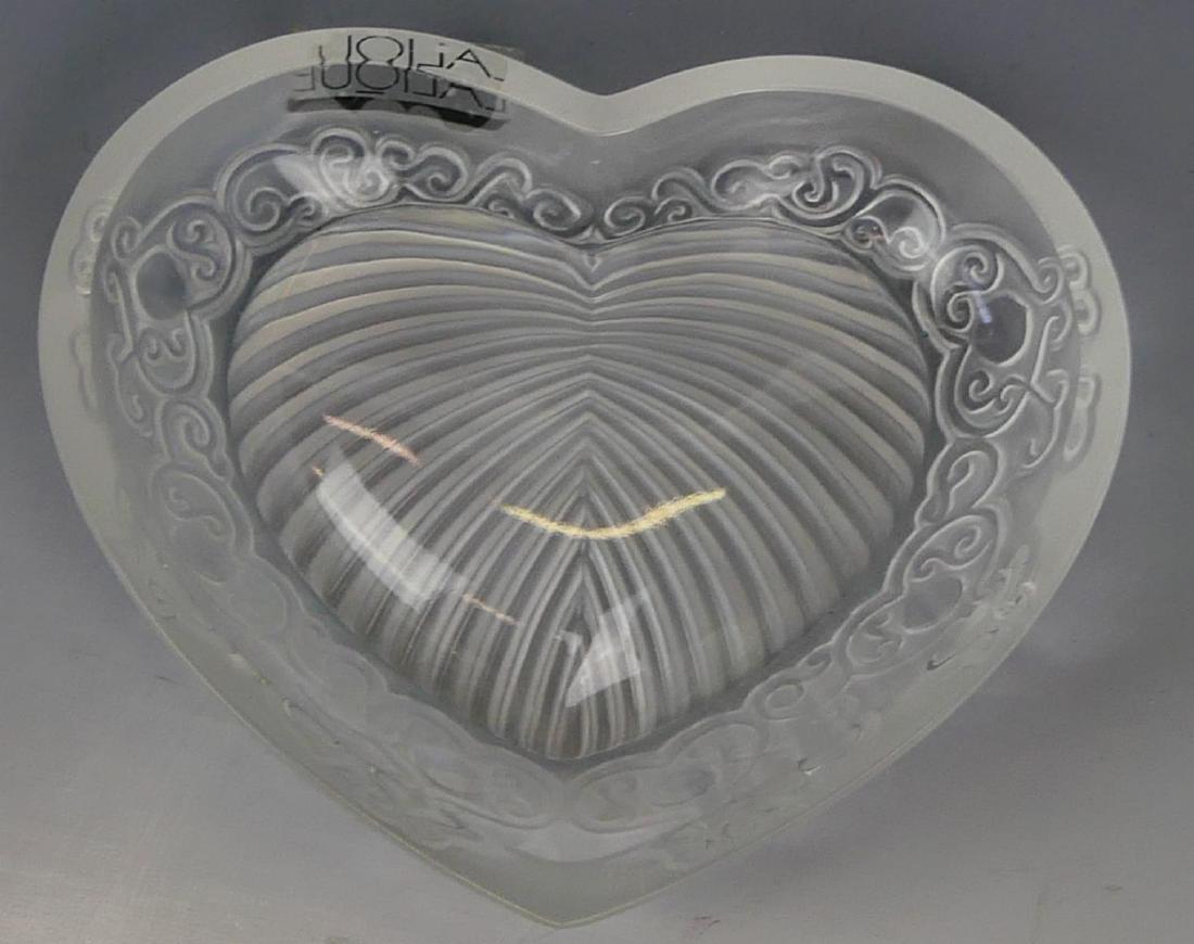 LALIQUE FRANCE CRYSTAL HEART RING DISH (1 of 4)