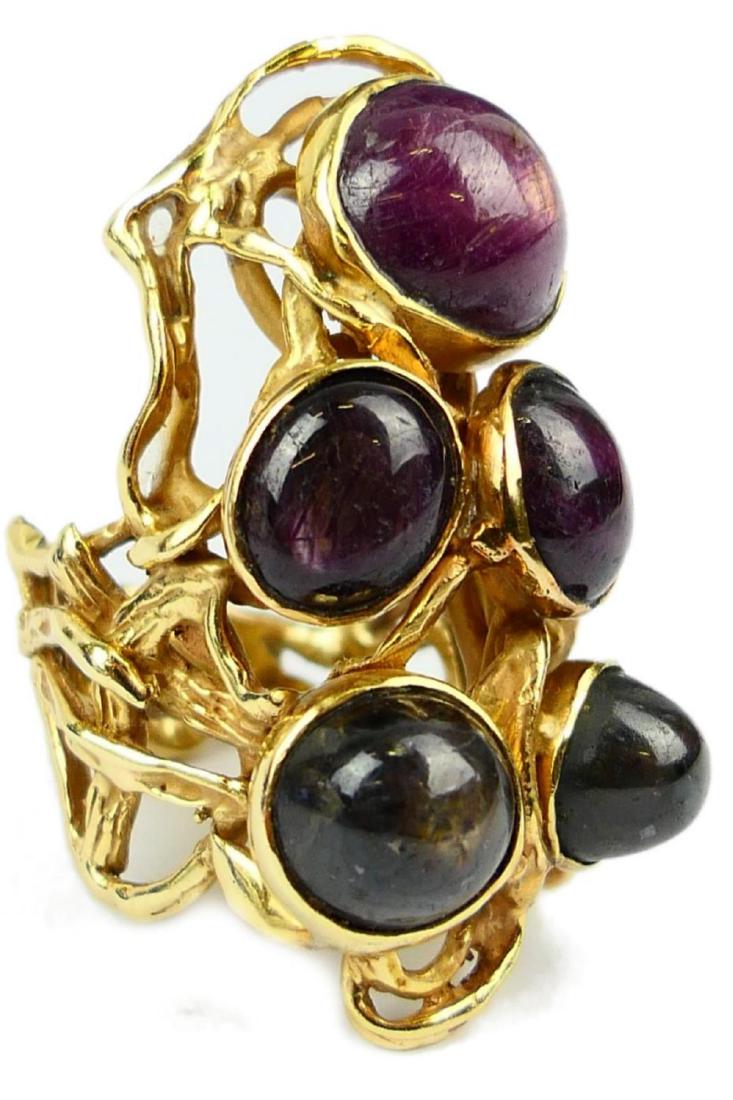 LADIES 14K YG CABOCHON STAR RUBY CUSTOM RING Sz7 (1 of 5)