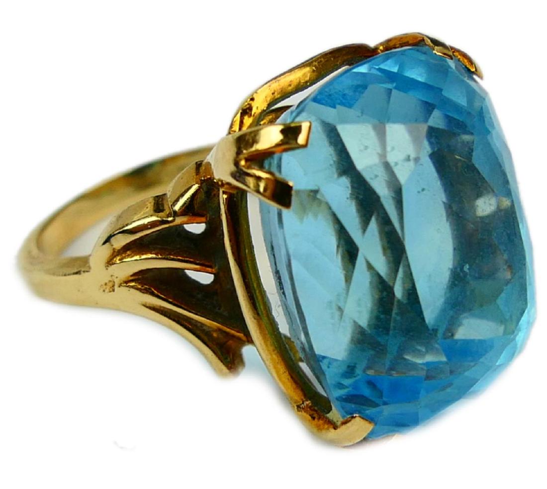14K YELLOW GOLD AQUAMARINE RING Sz 6.25 (1 of 4)