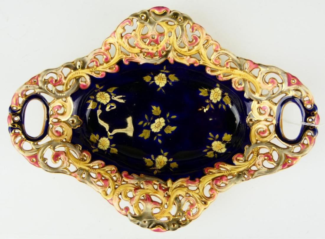 JOSEF STEIDL ZNAIM MAJOLICA HANDLED OVAL BOWL (1 of 4)