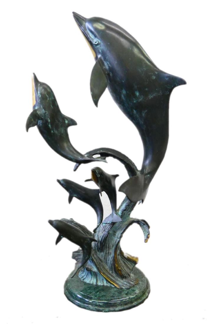 LARGE BRONZE DOLPHIN GROUP SCULPTURE (1 of 6)