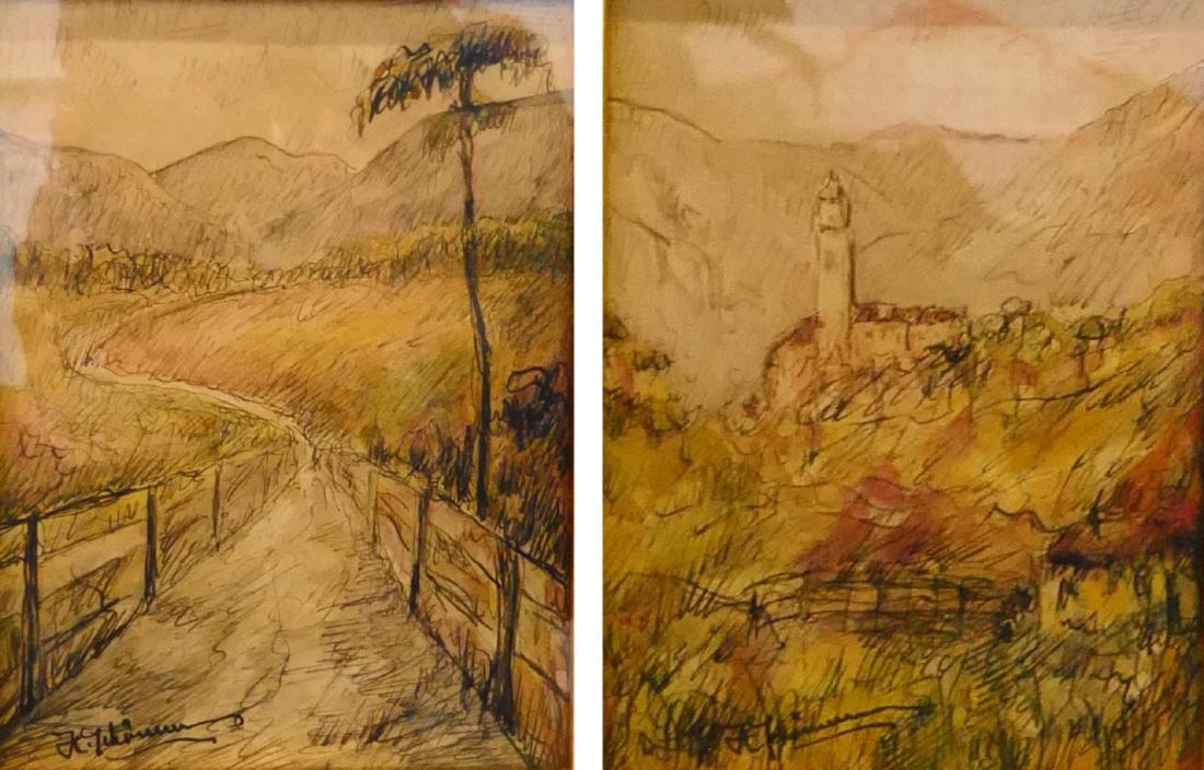 Pr SIGNED LANDSCAPE WATERCOLOR WORKS FRAMED (1 of 5)