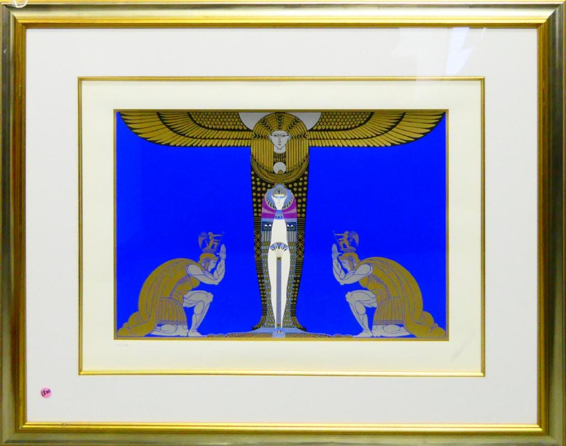 ERTE "CLEOPATRA" LE SERIGRAPH PENCIL SIGNED: Romain De Tirtoff "Erte" (FRANCE / NEWY YORK / RUSSIAN FEDERATION, 1892 - 1990) limited edition serigraph titled "Cleopatra". Pencil signed lower right and pencil numbered 195/300 to lower left; also